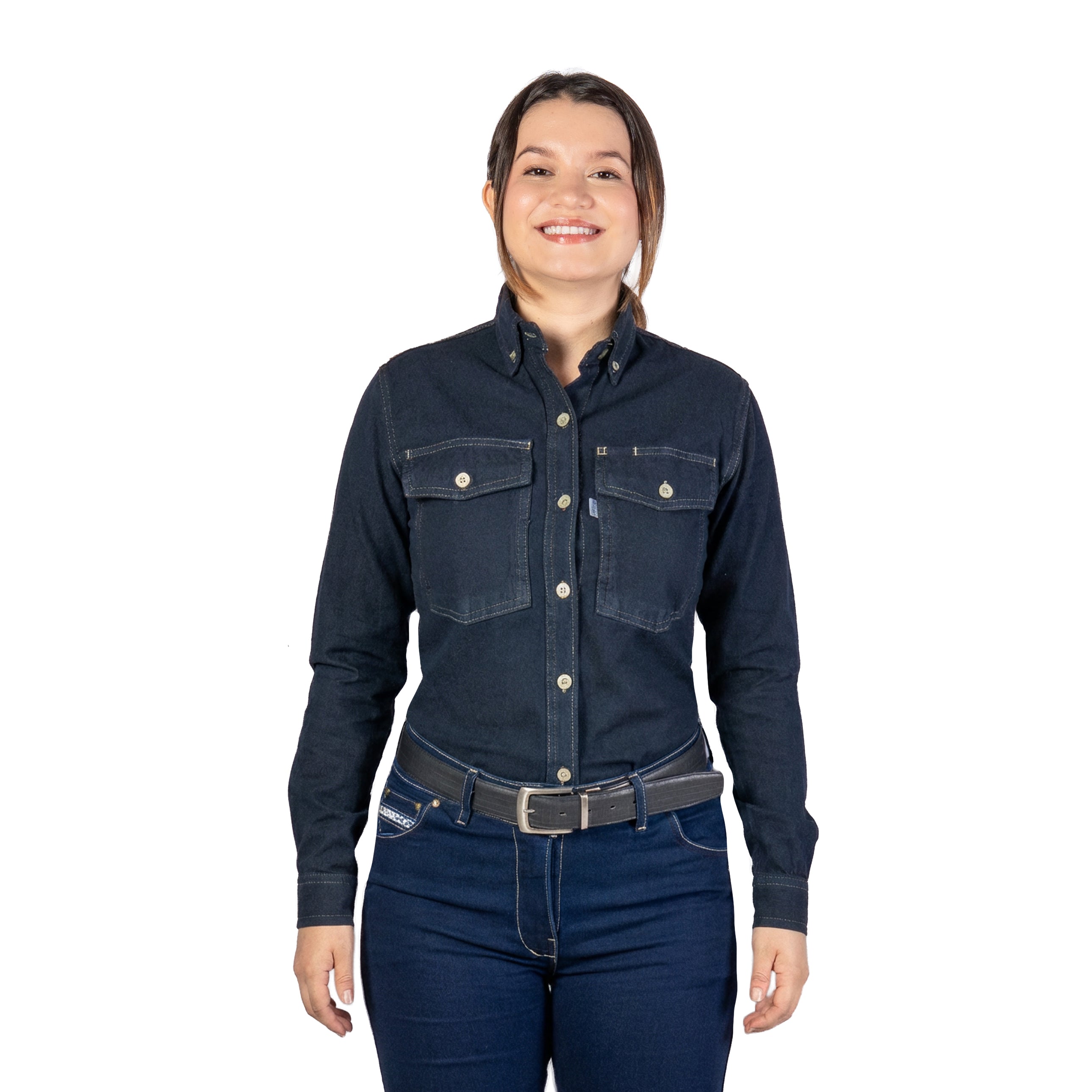 CAMISA JEANS PRELAVADA ALGODÓN DAMA